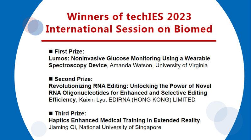 Congrats to the Winners of techIES 2023 International Session on Biomed!