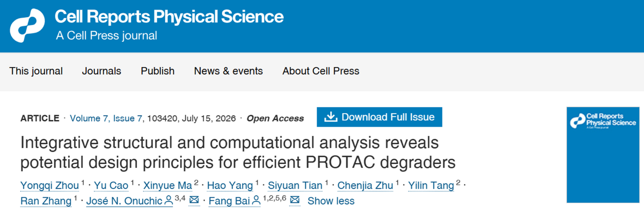 免化所白芳课题组与合作者基于物理模型的分子模拟系统解析PROTAC药效决定因素及理性分子设计方法