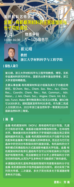 金属-有机框架材料的主客体组装与光子功能调控