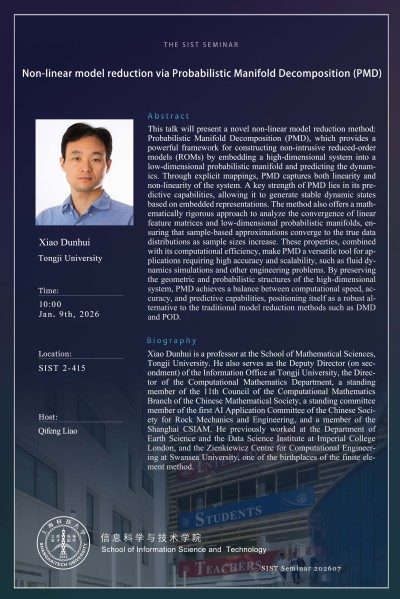 【SIST】Non-linear model reduction via Probabilistic Manifold Decomposition (PMD)