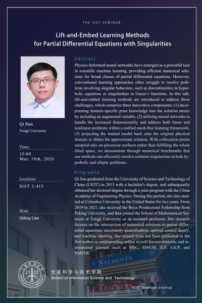 【SIST】Lift-and-Embed Learning Methods for Partial Differential Equations with Singularities