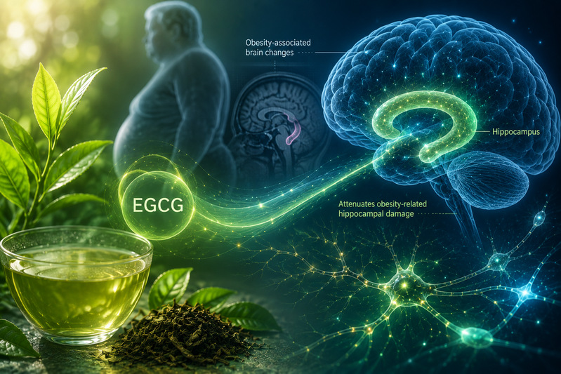 Study reveals how a green tea compound may help protect the brain from obesity-related damage