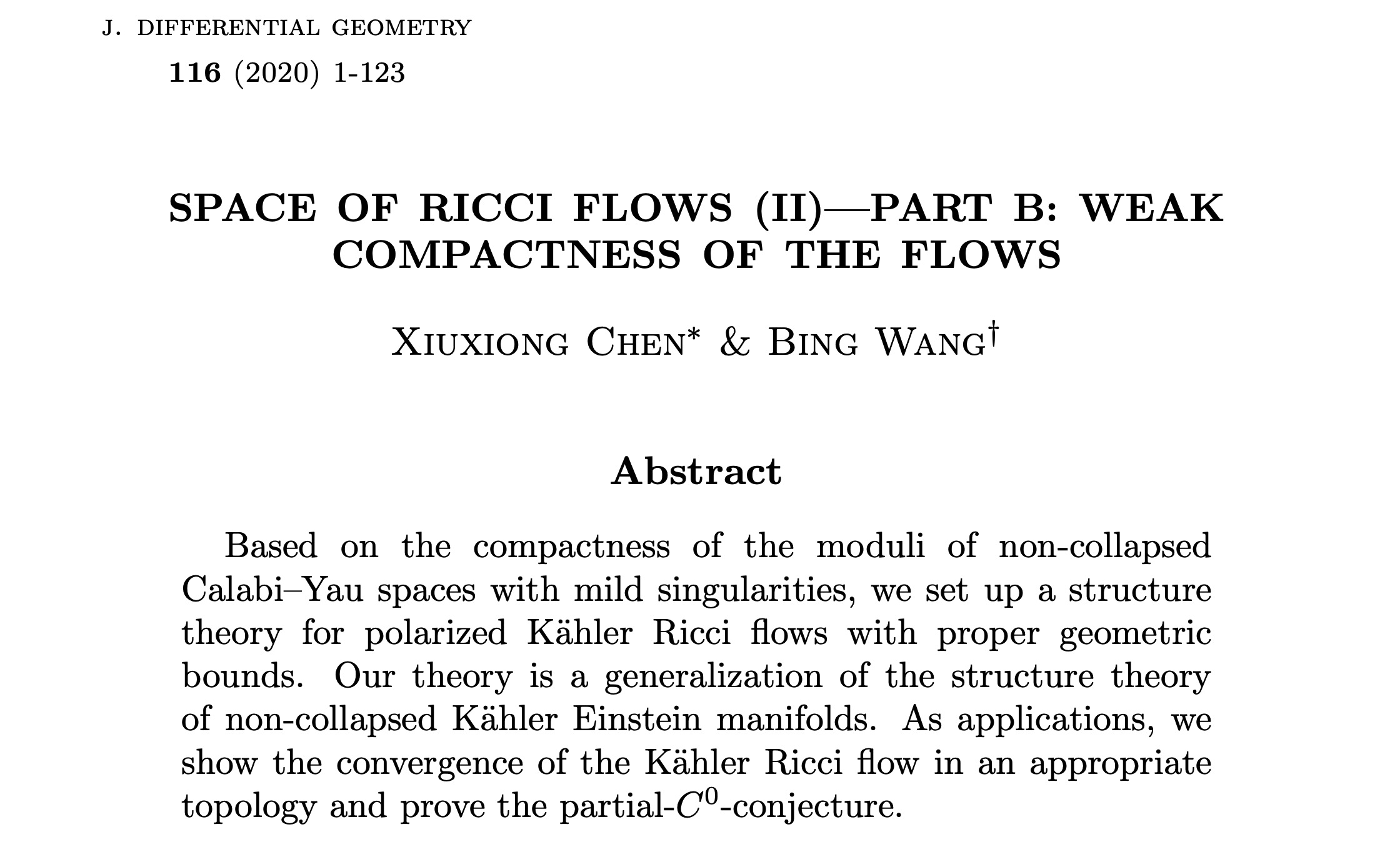 Professor Chen Xiuxiong of the Institute of Mathematical Sciences Has Made a Major Breakthrough in the Field of Differential Geometry  